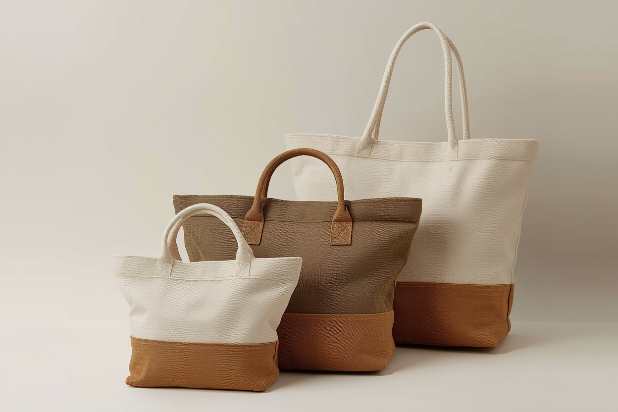 Set van drie katoenen zakjes in verschillende maten