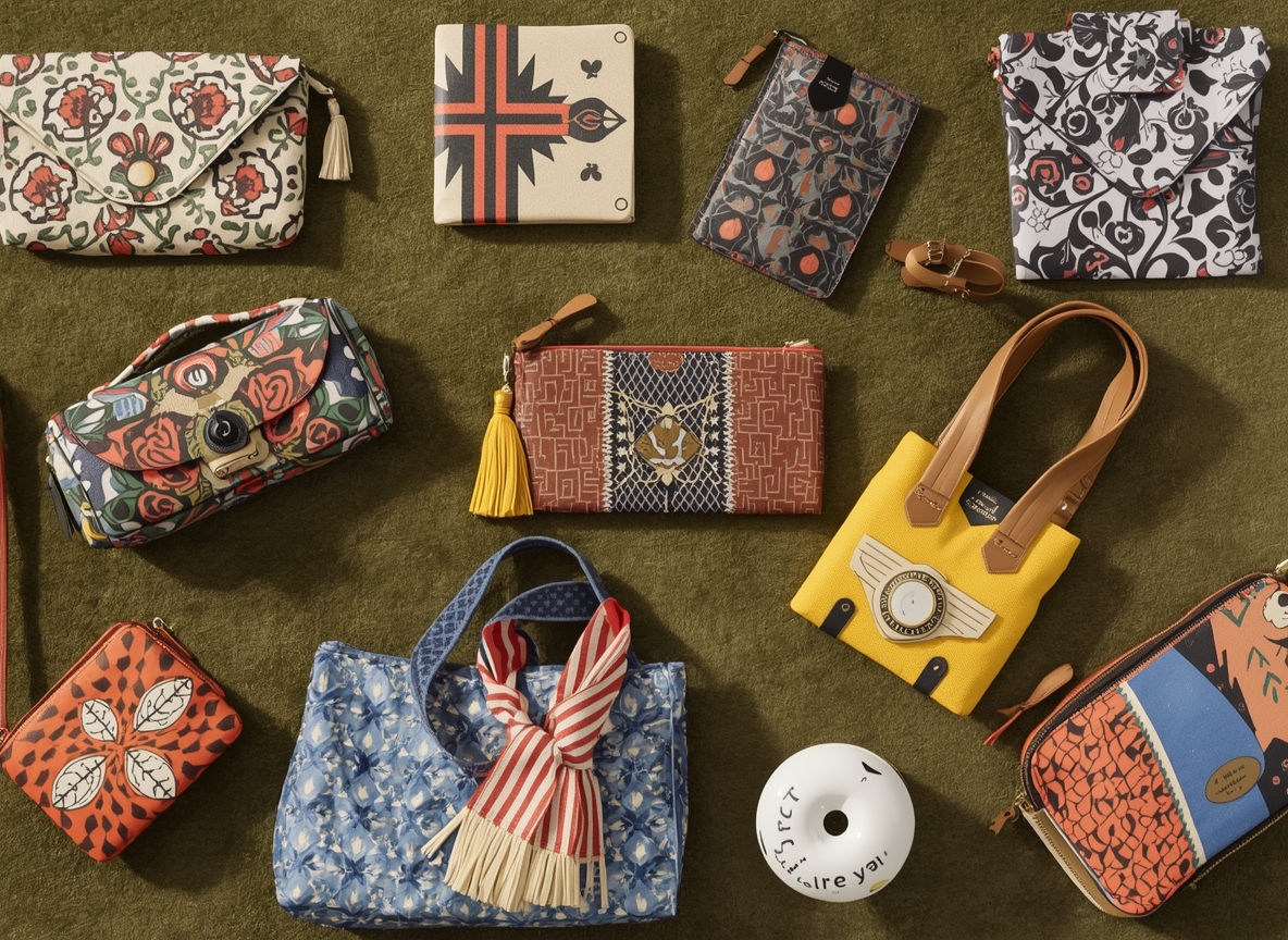 Overzicht van de nieuwe seizoenscollectie met diverse tassen en zakjes